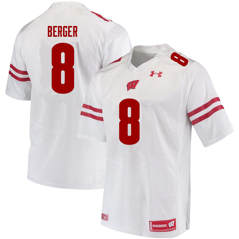 Wisconsin Badgers Men's #8 Jalen Berger NCAA Under Armour Authentic White College Stitched Football Jersey CN40C28CT